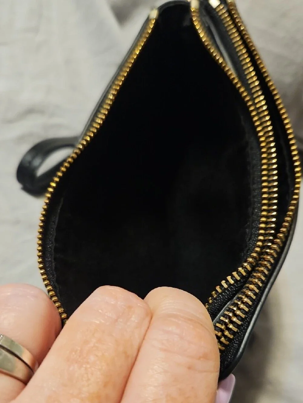 Coach Black Leather Wristlet with Gold Hardware